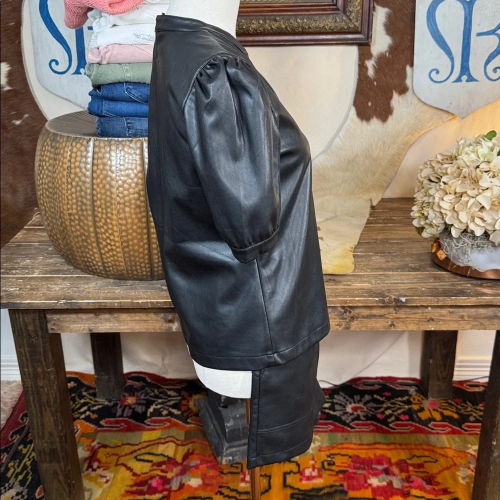Steve Madden Black Faux Leather Shorts Set - Picture 4 of 5